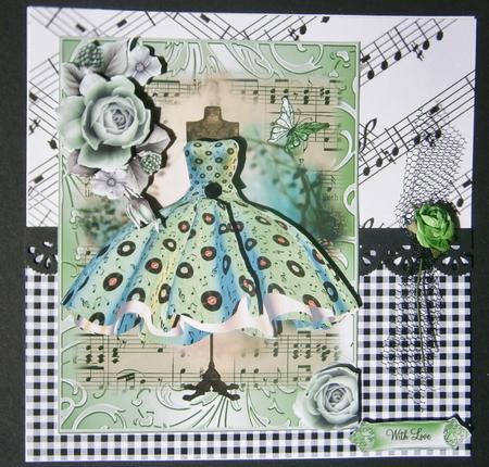 Rock and Roll in Mint Card Topper with Decoupage by Davina Rundle