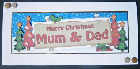 Xmas Mum & Dad Trees Signpost Large Dl Easicut 3D Decoupage by Davina Rundle