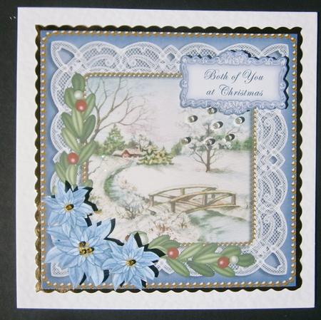 Blue Snowscene Both of You 8in Sentiment Topper by Davina Rundle