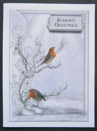 Christmas Robins on a Silver Branch by Davina Rundle