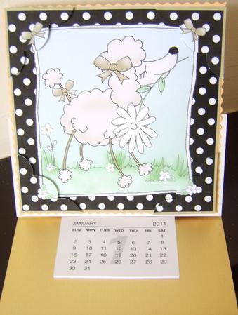 8 x 8 Cute Poodle Scalloped Corner Topper by Davina Rundle