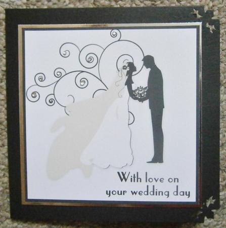 Silhouette Bride and Groom 8x8 Square Card Front by Davina Rundle