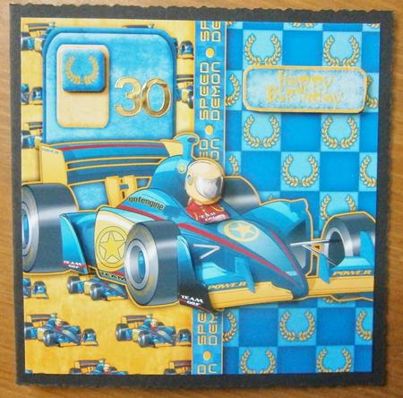 Formula 1 Racing Car Dude (blue) 8x8 Quick Card by Davina Rundle