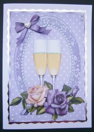 Beautiful Lilac & Cream Rose's & Champagne Glass's by Davina Rundle