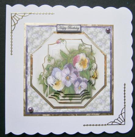 Spring Pansy Card with Shaped Pyramid by Davina Rundle