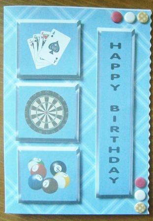 Pub Games Decoupage Card by Davina Rundle