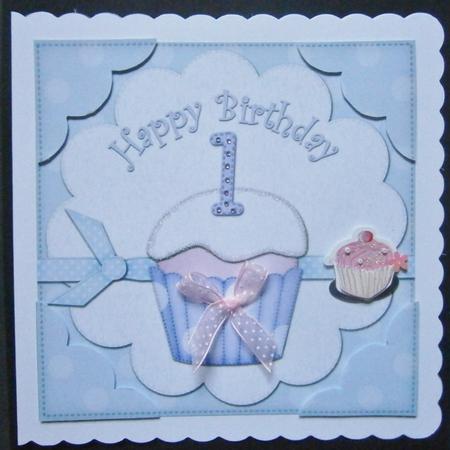 8 x 8 1st Birthday Cupcake Felties Scalloped Corner Topper by Davina Rundle
