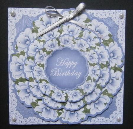 Blue Magnolia Happy Birthday 3D Doily Card Mini Kit by Davina Rundle