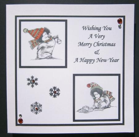 Penguin Fun Black and White 8x8 Square Topper by Davina Rundle