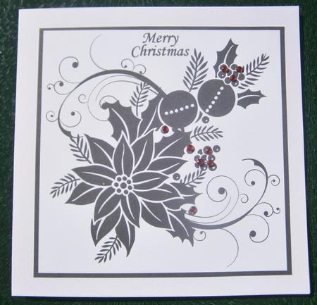 Poinsettia Flourish 8x8 Black and White Square Topper by Davina Rundle