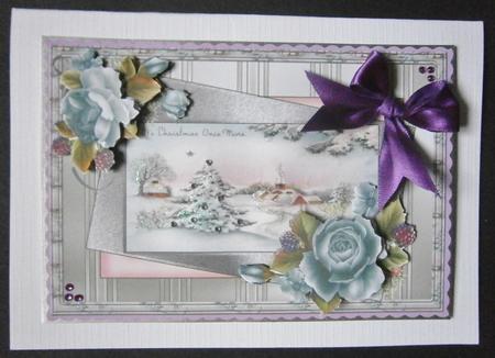 Vintage Christmas and Winter Rose Card by Davina Rundle
