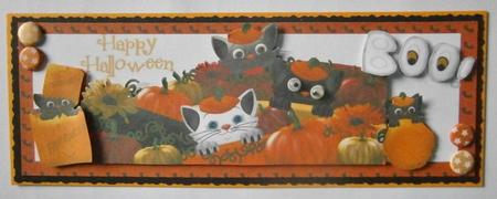 Boo! Kitties Hiding Behind Pumpkins Dl by Davina Rundle