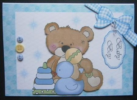 Adorable Baby Boy Teddy with Toy's by Davina Rundle