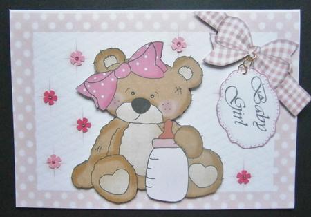 Adorable Baby Girl Teddy with Baby Bottle by Davina Rundle
