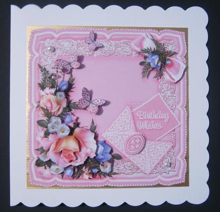 Peach Roses Lilac Flowers & Butterflies on a Silkcushion Dec by Davina Rundle