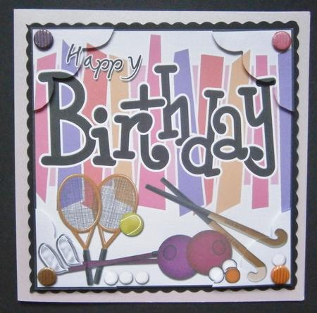 8 x 8 Birthday Sports and Games Scalloped Corner Topper by Davina Rundle
