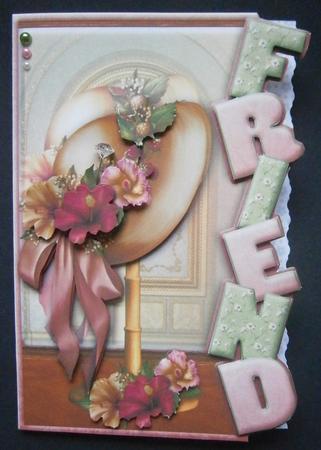 Floral Hat Over the Side Friend Topper & Decoupage by Davina Rundle