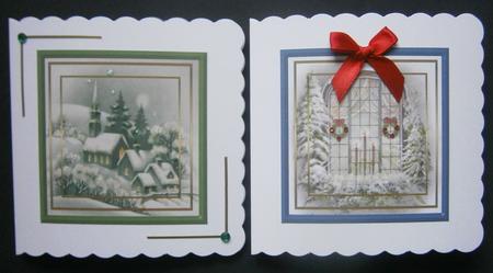 Village Church and Christmas Window Framed Toppers by Davina Rundle
