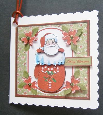 Santa in a Mitt Card with Decoupage by Davina Rundle