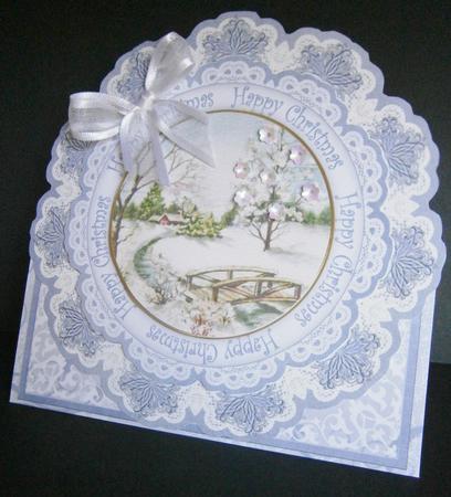 Blue Snowscene Happy Christmas Picture Doily C & E Kit by Davina Rundle
