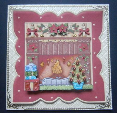 Christmas Fireplace Card Topper & Decoupage by Davina Rundle