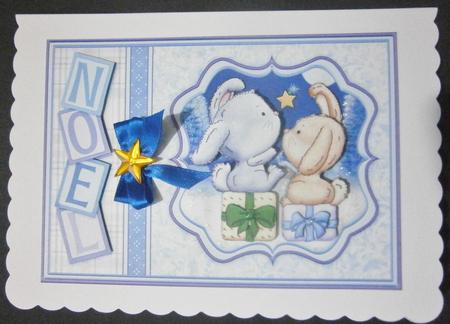 Bunnies Special Star Christmas Card Topper & Decoupage by Davina Rundle
