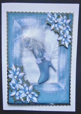 Stylish Stocking with Ice Blue Poinsettias by Davina Rundle