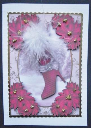 Stylish Stocking with Hot Pink Poinsettias by Davina Rundle
