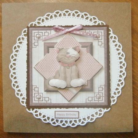 Bean the Cat Card with a Topper and Decoupage by Davina Rundle