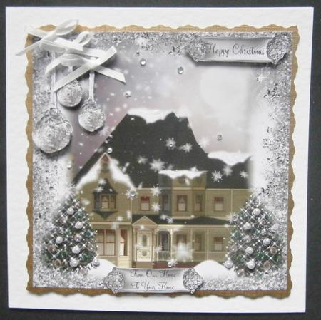 Beautiful Vintage Style Snowy House Topper by Davina Rundle