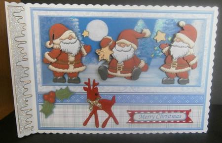 3 Jolly Santas Christmas Card Topper & Decoupage by Davina Rundle