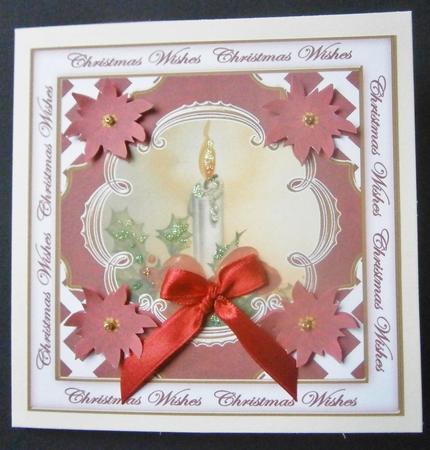 Single Candle Christmas Wishes Lattice Corner 8in Topper by Davina Rundle
