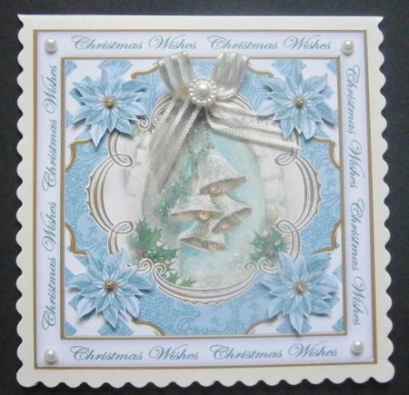 Teal Snowbells Christmas Wishes Lattice Corner 8in Topper by Davina Rundle