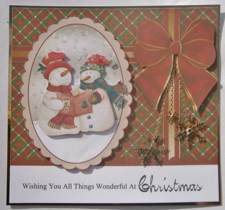 Snowman with Tartan / Plaid Topper by Davina Rundle