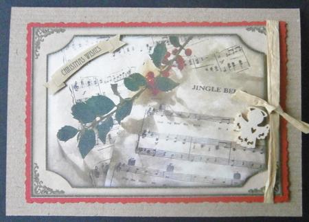 Christmas Music & Holly Watercolour Quick Card by Davina Rundle