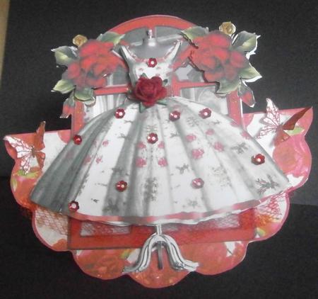 Beautiful Red Rose Dress Window Rocker Card by Davina Rundle