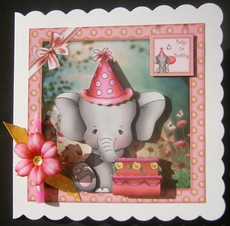 Little Pink Elephant 6x6 by Davina Rundle