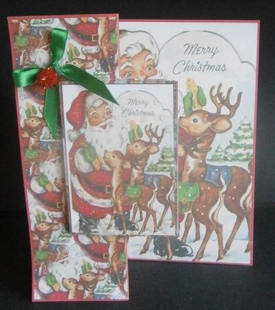 Christmas Santa and Reindeer Fold Back Card by Davina Rundle