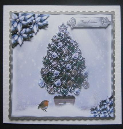 Beautiful Christmas Tree and Robin 5x5 Size by Davina Rundle