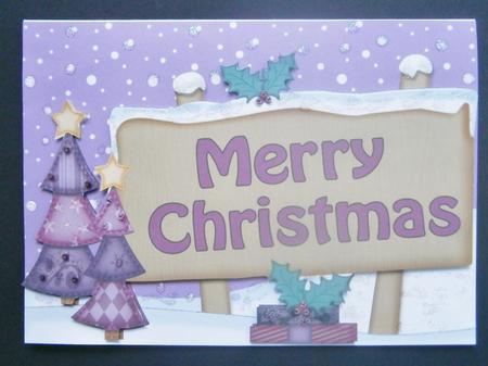 Merry Christmas Trees Signpost 5x7 Easicut Decoupage by Davina Rundle