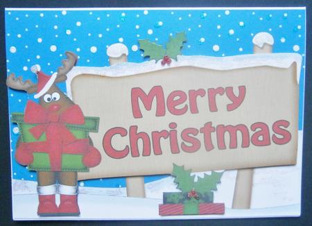 Christmas Rudolph Signpost 5x7 Easicut Decoupage by Davina Rundle