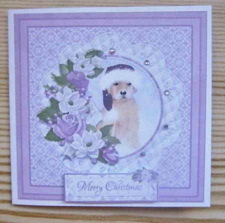 8x8 Christmas Santa Puppy with Decoupage by Davina Rundle