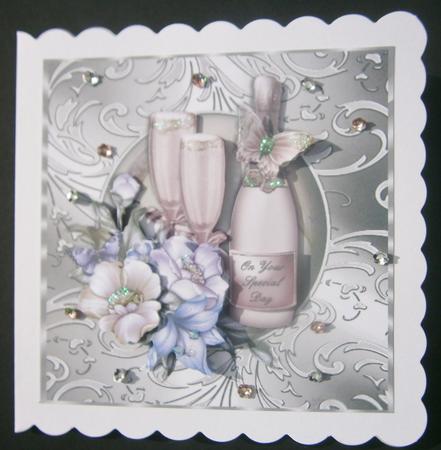 Gorgeous Pink Champagne on a Shimmering Silver Swirls by Davina Rundle