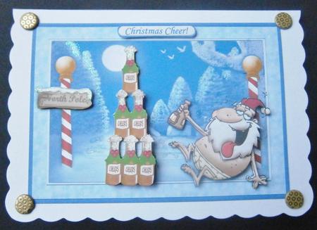 Santas Beer Tree Christmas Card Topper & Decoupage by Davina Rundle