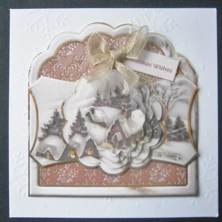 Church in the Evening at Christmas Card Front by Davina Rundle
