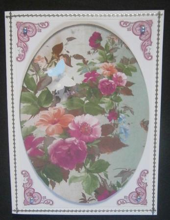 Vintage Flowers in Large Oval Frame A4 by Davina Rundle