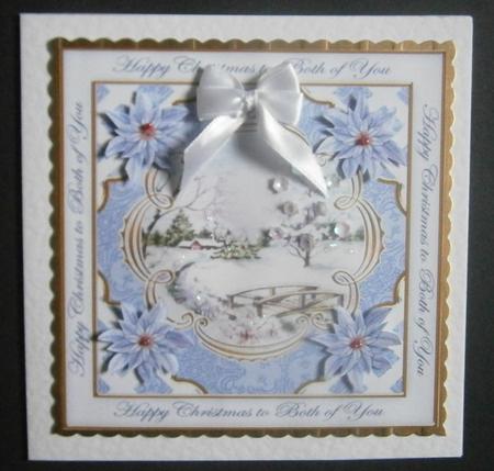 Blue Snowscene Both of You Lattice Corner 8in Topper by Davina Rundle