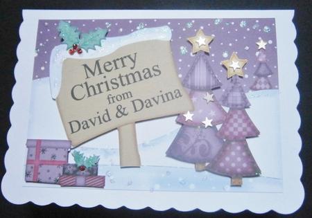 Xmas Personalised David & Davina A5 Quick Card 3D Decoupage by Davina Rundle