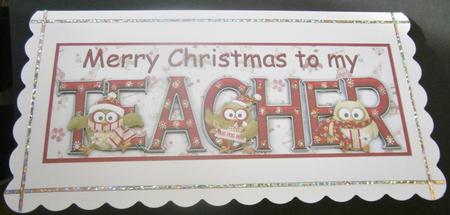 Hootie Christmas Teacher Large Dl Card by Davina Rundle