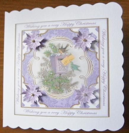 Lilac Postbox Happy Christmas Lattice Corner 8in Topper by Davina Rundle